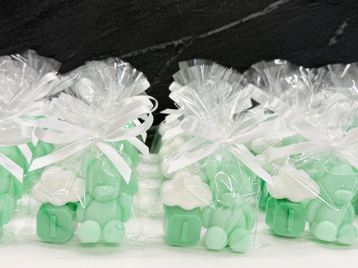 SAPONE "ORSETTO + LETTERA + NUVOLETTA" con Sacchetto Trasparente e Tag Personalizzato