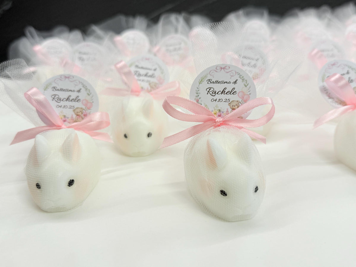 SAPONE "CONIGLIETTO" PERSONALIZZATO con tulle e tag personalizzato