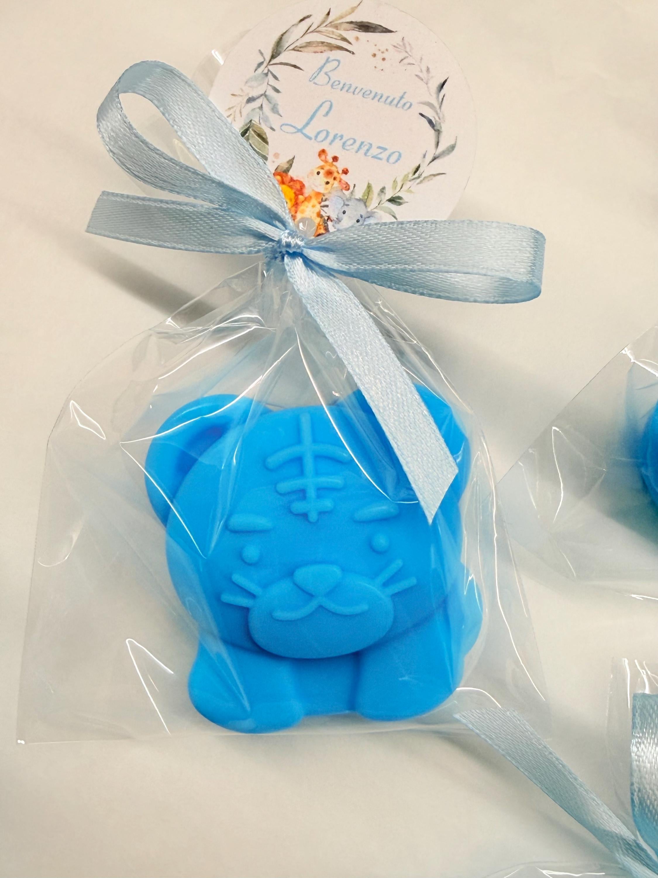 "SAFARI" SOAP MIX (7 different animals) with transparent bag and personalized tag