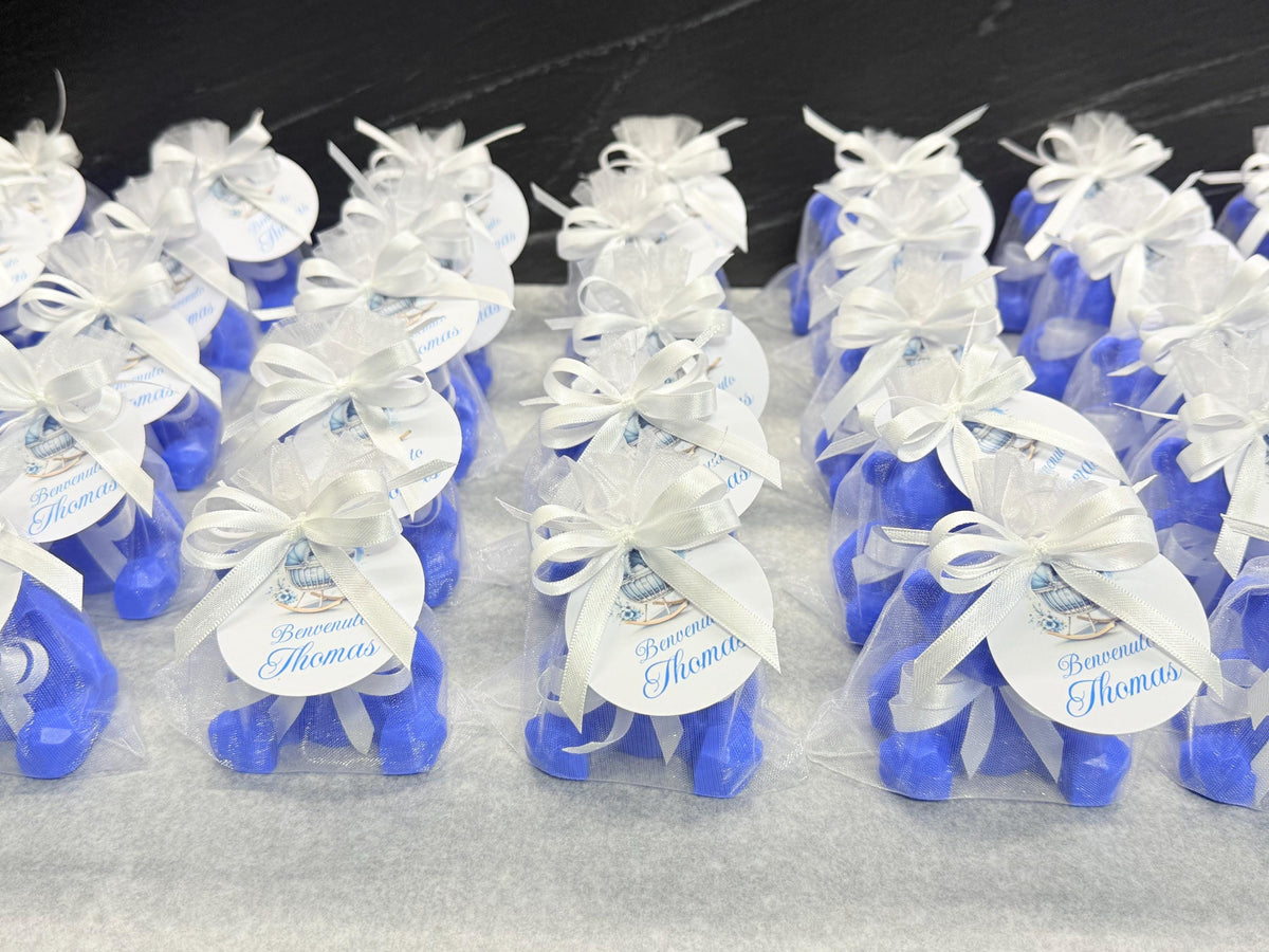 SAPONE "ORSETTO ORIGAMI" con sacchetto di organza e tag personalizzato