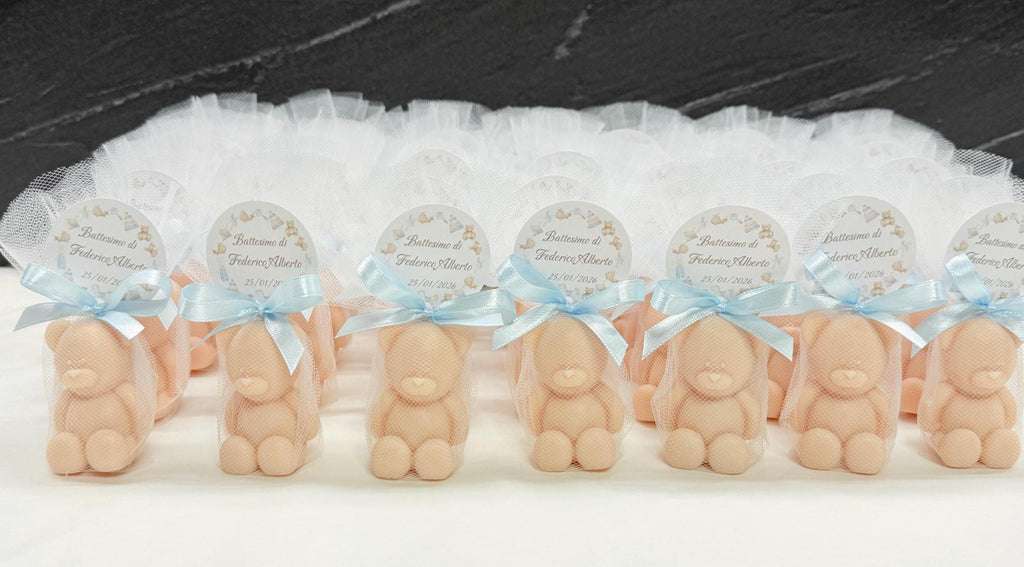 SAPONE "ORSETTO" con tulle e tag personalizzato