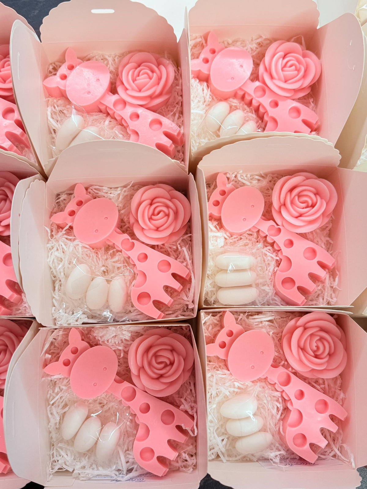 SAPONE "GIRAFFA+ ROSA" con scatola,confetti e tag personalizzato