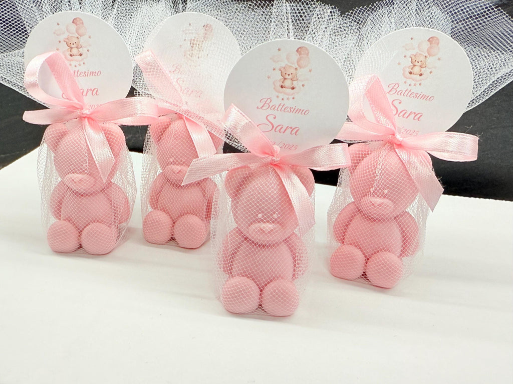 SAPONE "ORSETTO" con tulle e tag personalizzato