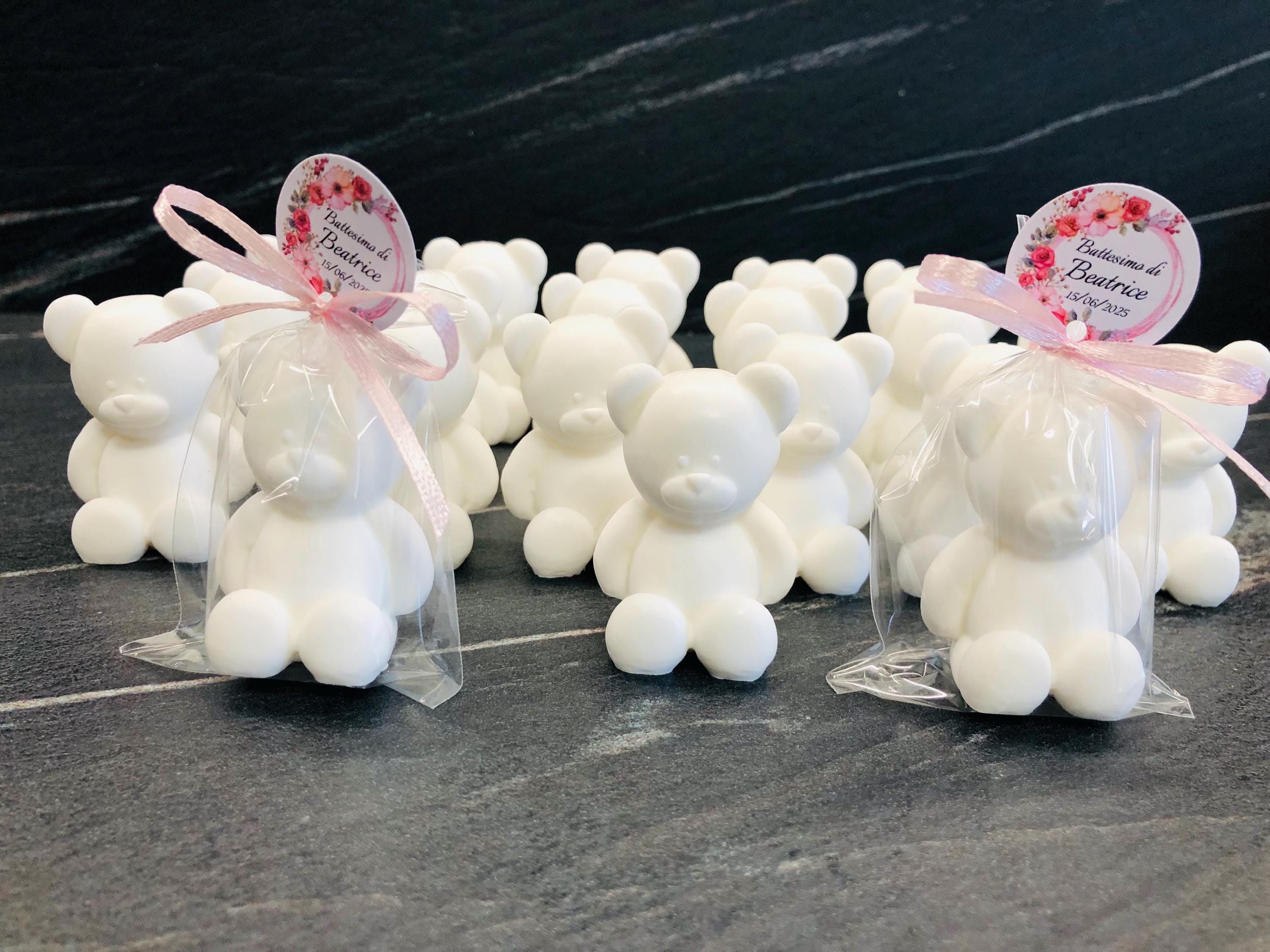 SAPONE "ORSETTO" Bianco, Inodore con sacchetto trasparente e tag personalizzato