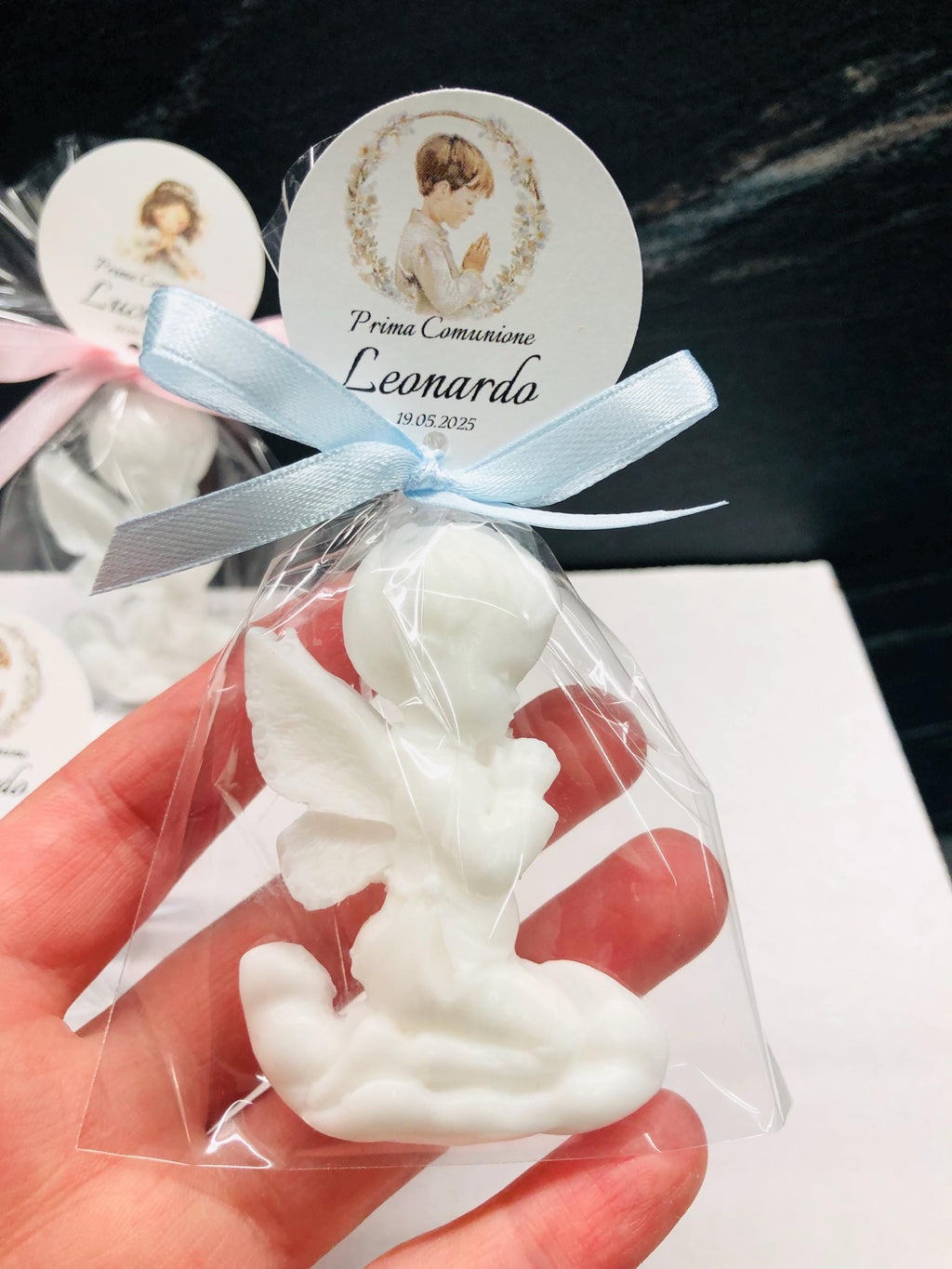 SAVON "ANGIOLETTO" avec sachet transparent et étiquette personnalisée