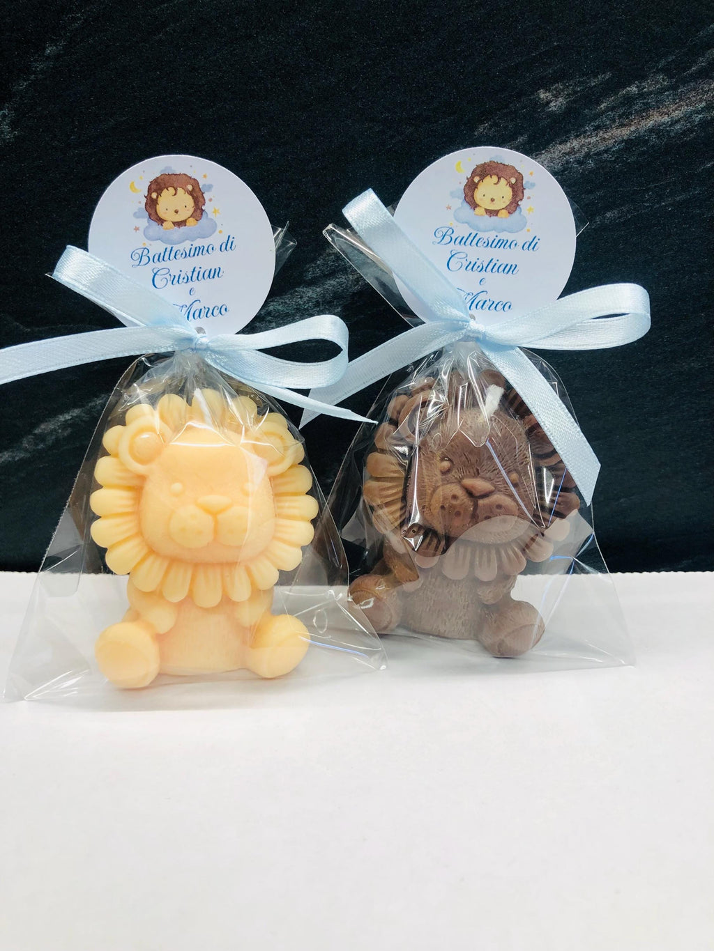 Bougie parfumée LIONCEAU avec sachet transparent /dragées baptême/naissance/Safari/baby shower/anniversaire enfants/communion/confirmation