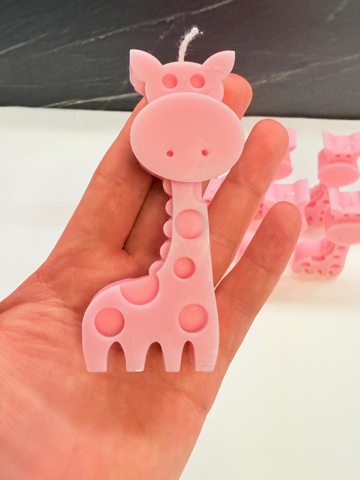 Candela giraffa in cera di soia personalizzata – bomboniera per nascita, baby shower e compleanno safari