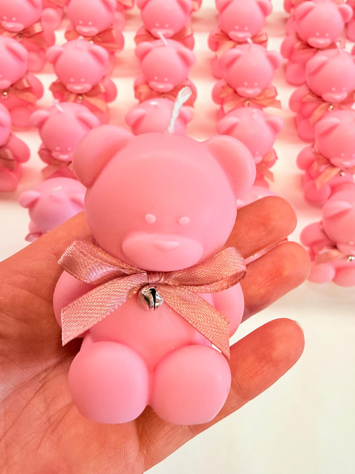 Candela orsetto grande e campanellino profumata personalizzata – bomboniera per nascita e baby shower