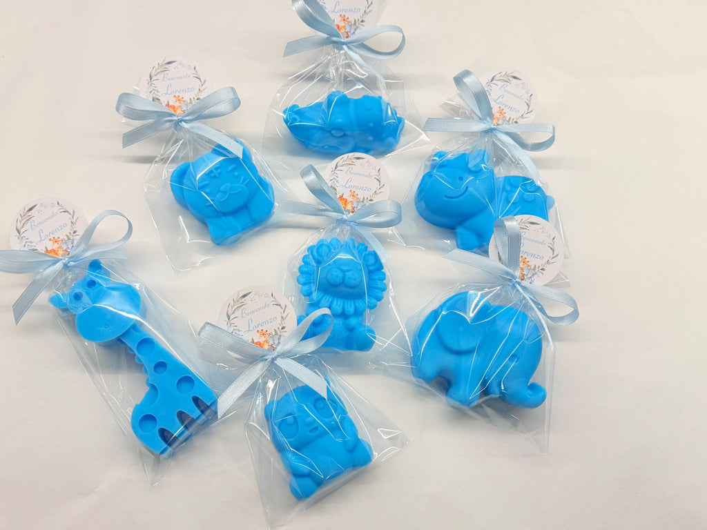"SAFARI" SOAP MIX (7 different animals) with transparent bag and personalized tag