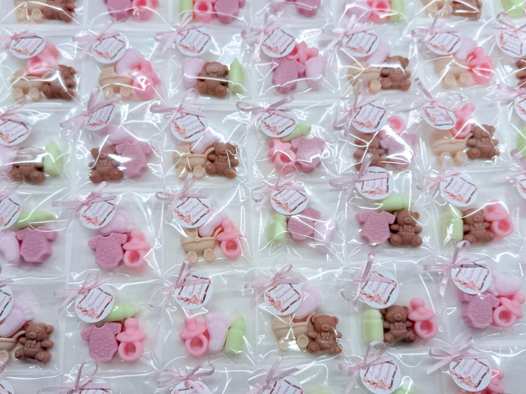 Mix of 3 mini BIRTH soaps with clear bag and personalized tag