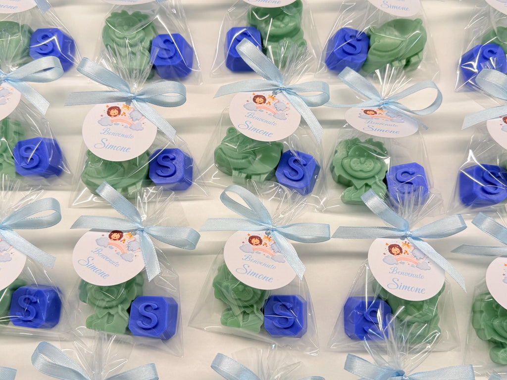 SAVON "PETITS ANIMAUX + LETTRE" avec sachet transparent et étiquette personnalisée
