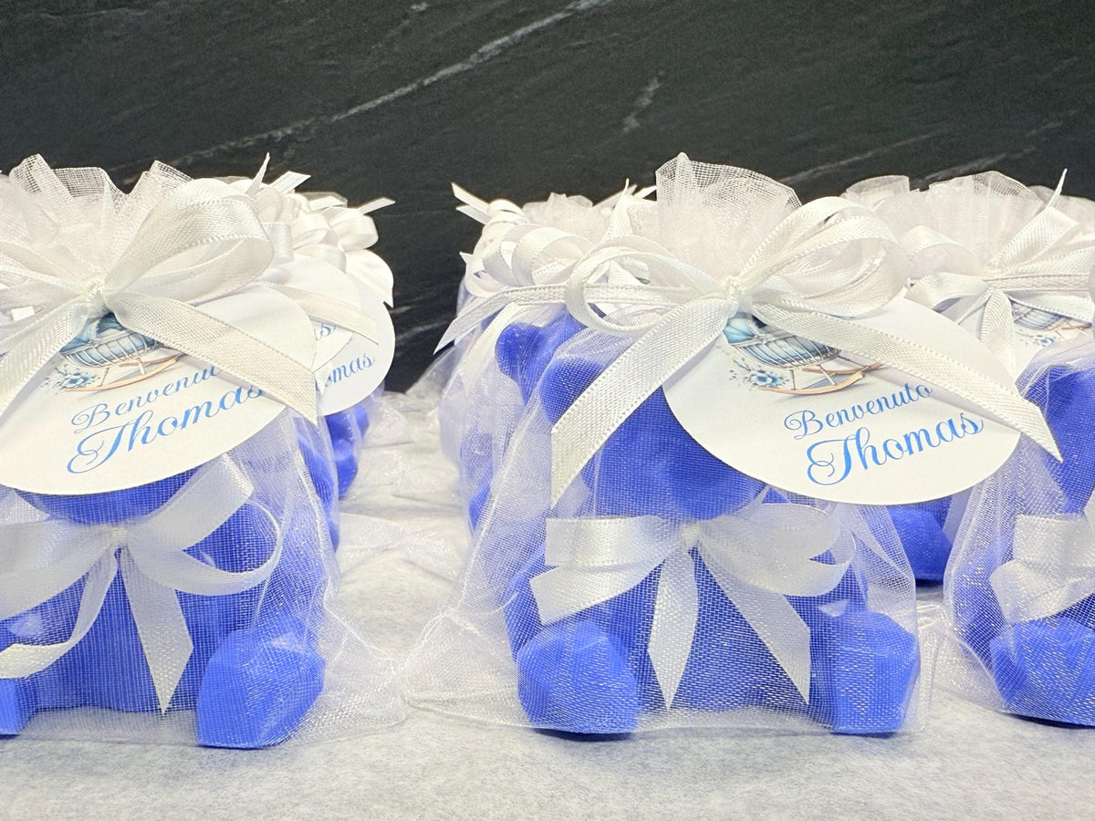 SAPONE "ORSETTO ORIGAMI" con sacchetto di organza e tag personalizzato