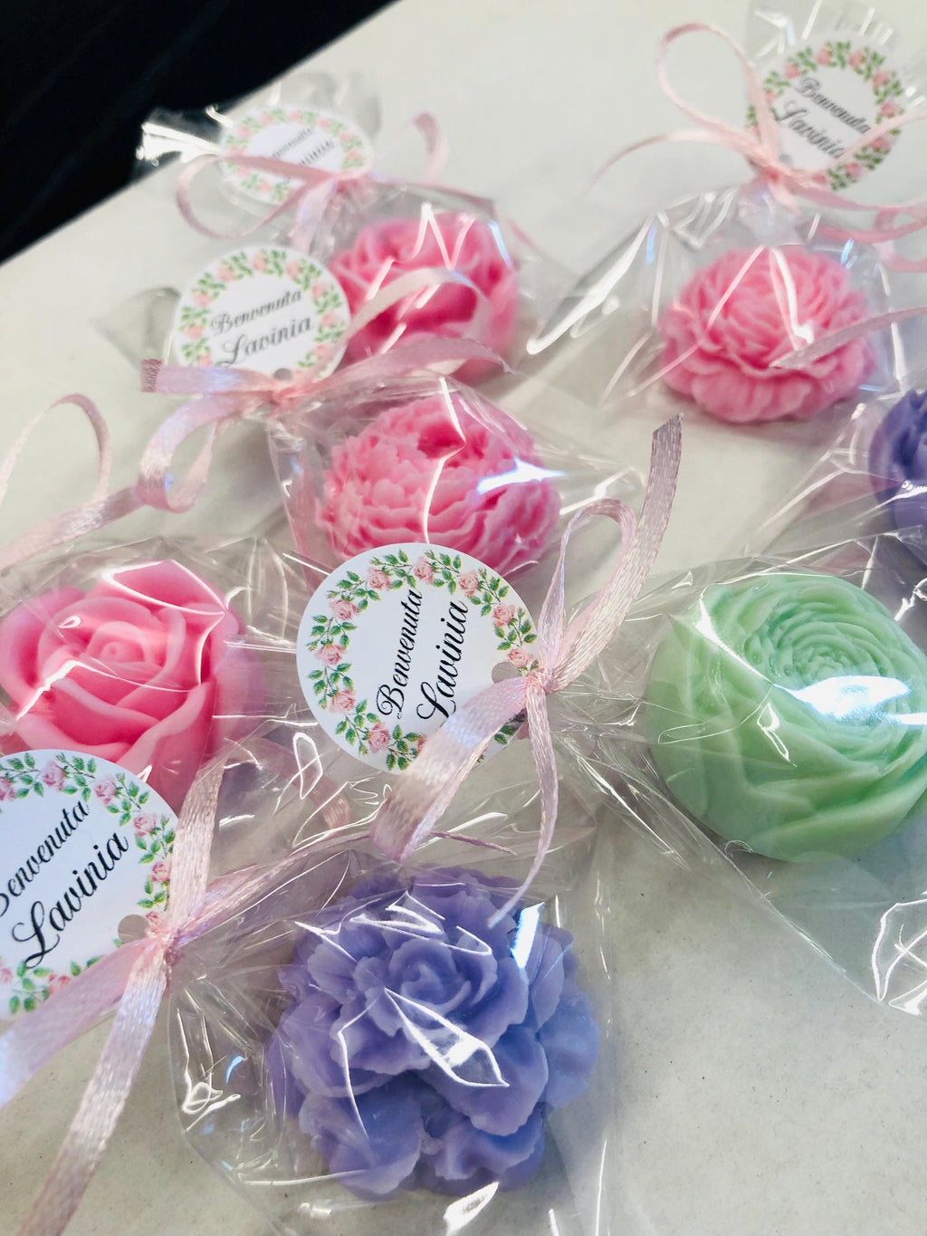 SAPONE MIX "PICCOLI FIORI" con sacchetto trasparente e tag personalizzato