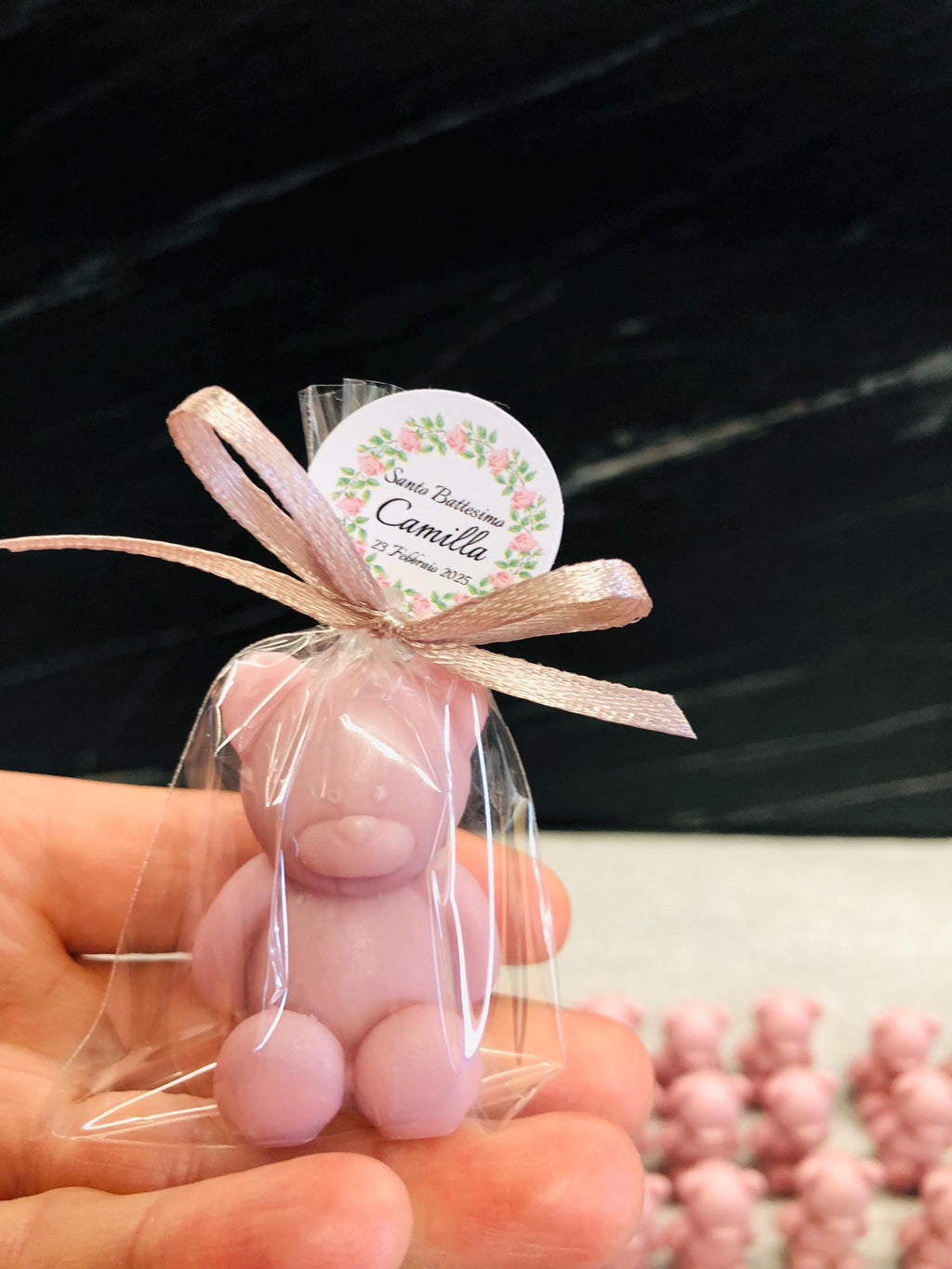 "ORSETTO" SOAP customized with transparent bag and personalized tag