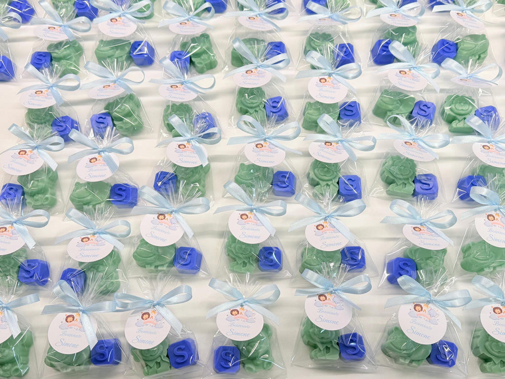 SAVON "PETITS ANIMAUX + LETTRE" avec sachet transparent et étiquette personnalisée