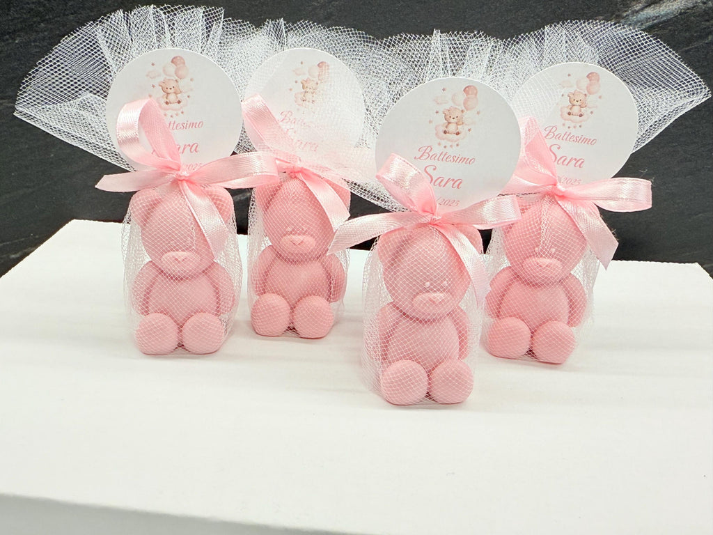 SAPONE "ORSETTO" con tulle e tag personalizzato