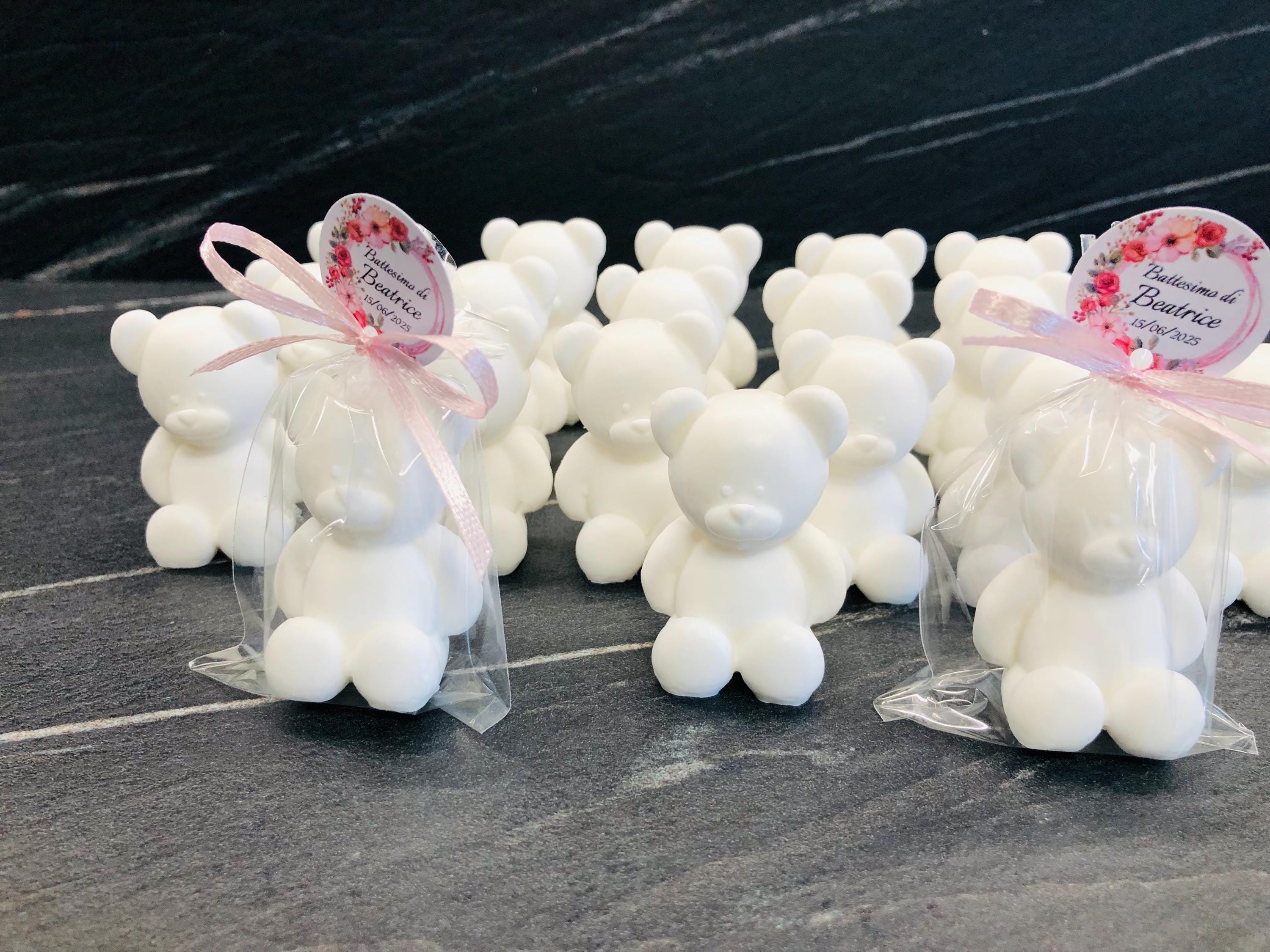 SAPONE "ORSETTO" Bianco, Inodore con sacchetto trasparente e tag personalizzato