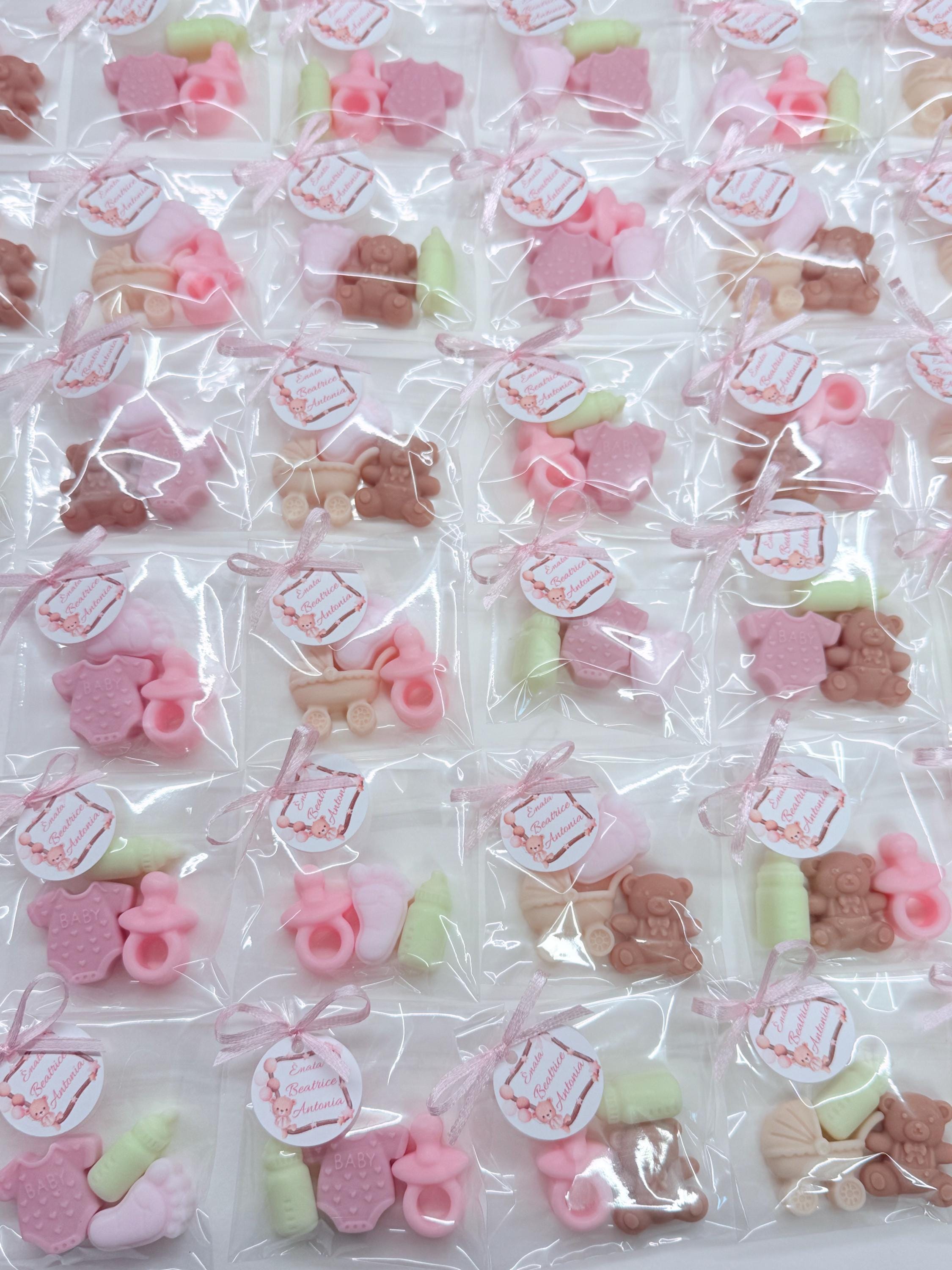 Mix of 3 mini BIRTH soaps with clear bag and personalized tag