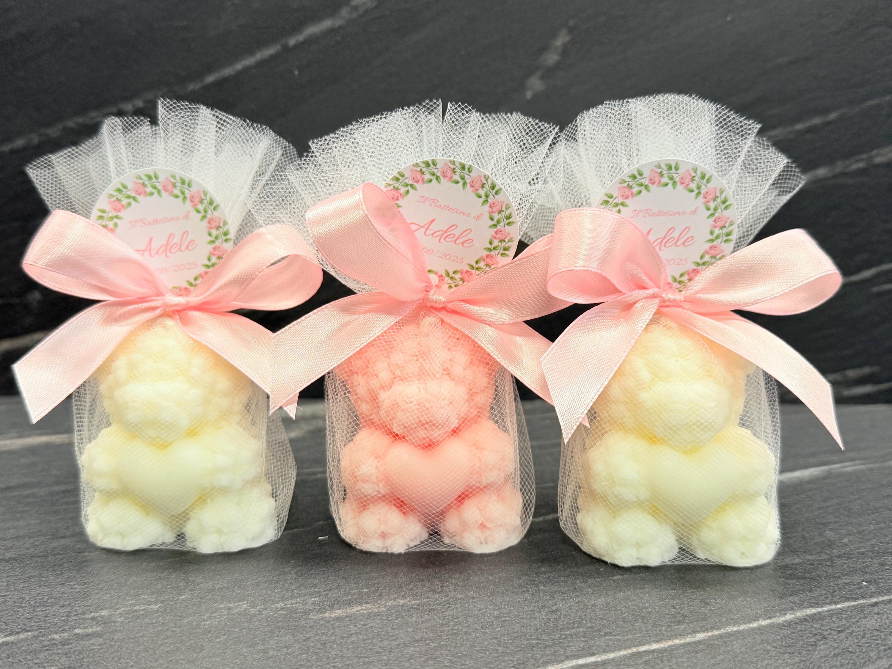 CANDELA "ORSETTO" PROFUMATA con tulle e tag personalizzato