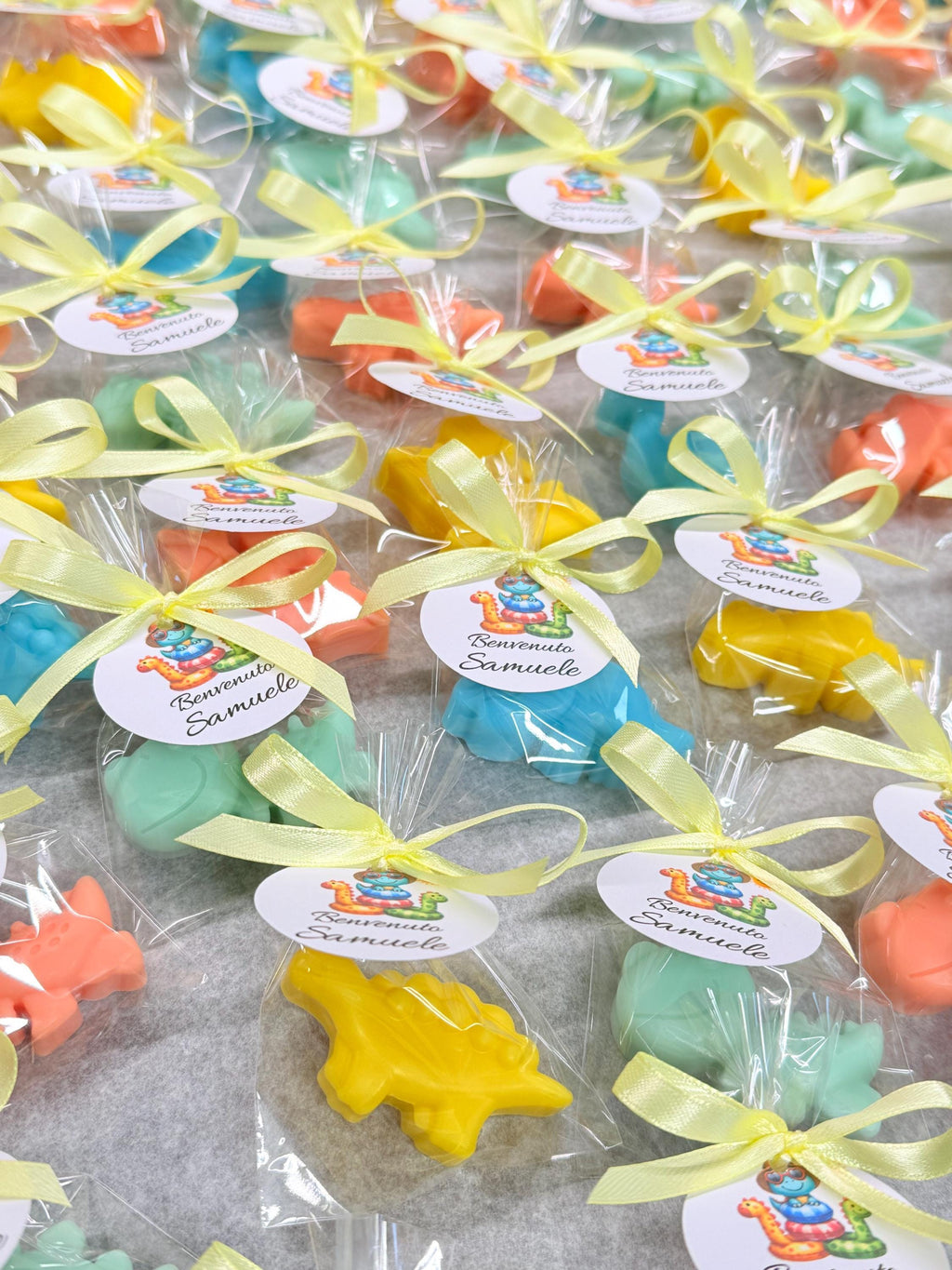 "DINOSAUR" SOAP with clear bag and custom tag