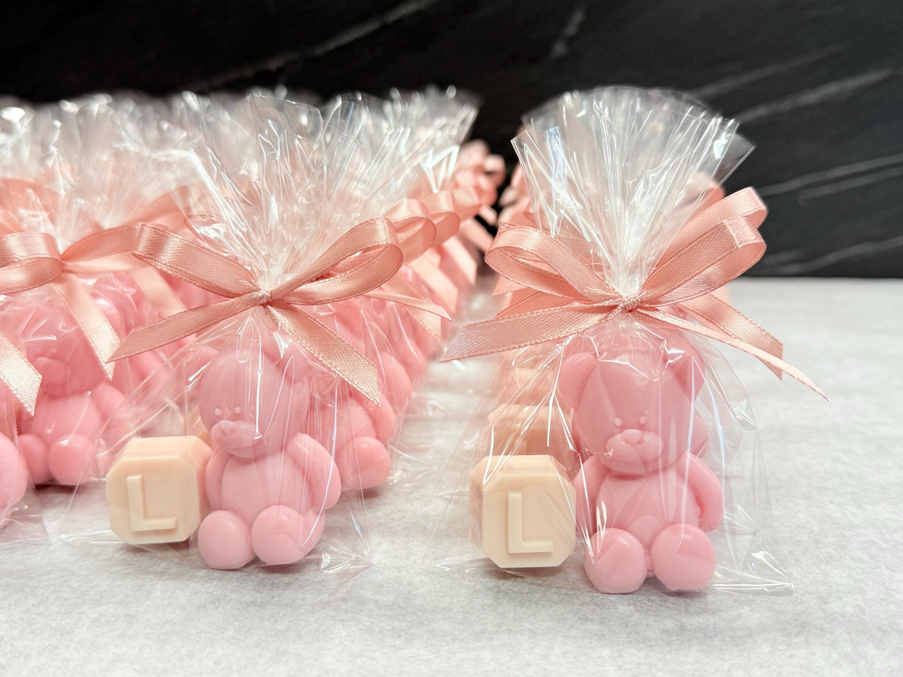 "TEDDY BEAR + LETTER" SOAP with clear bag and personalized tag