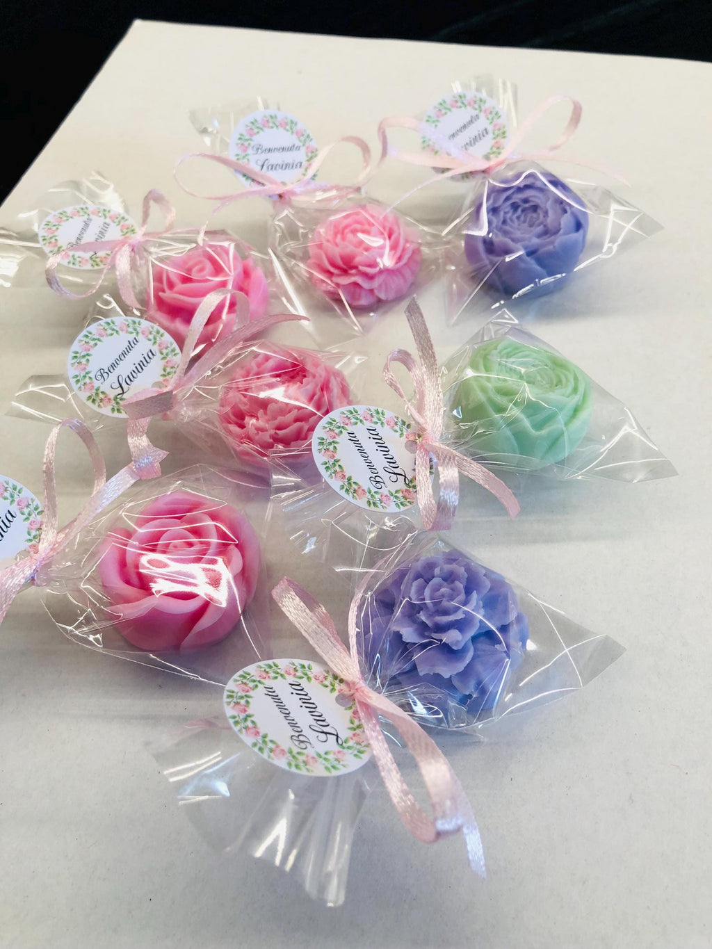 SAPONE MIX "PICCOLI FIORI" con sacchetto trasparente e tag personalizzato