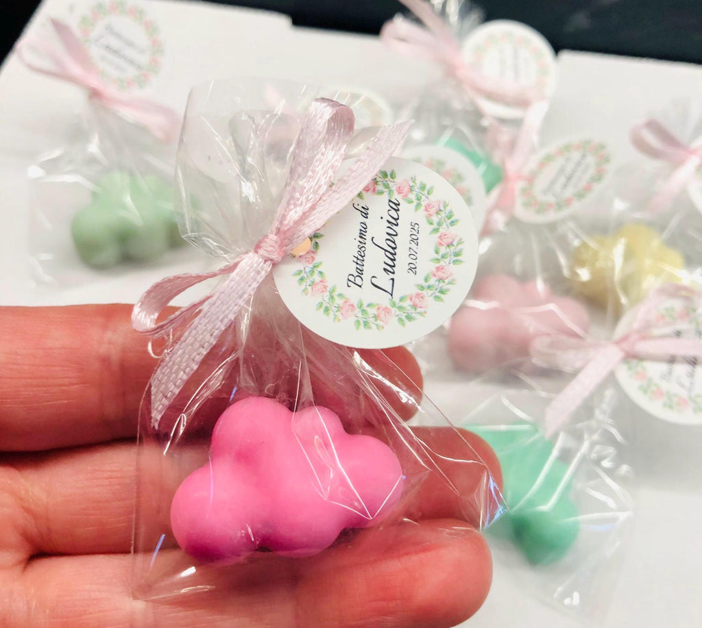 Mini sapone nuvoletta personalizzato – bomboniera per baby shower, compleanno bimbi e comunione