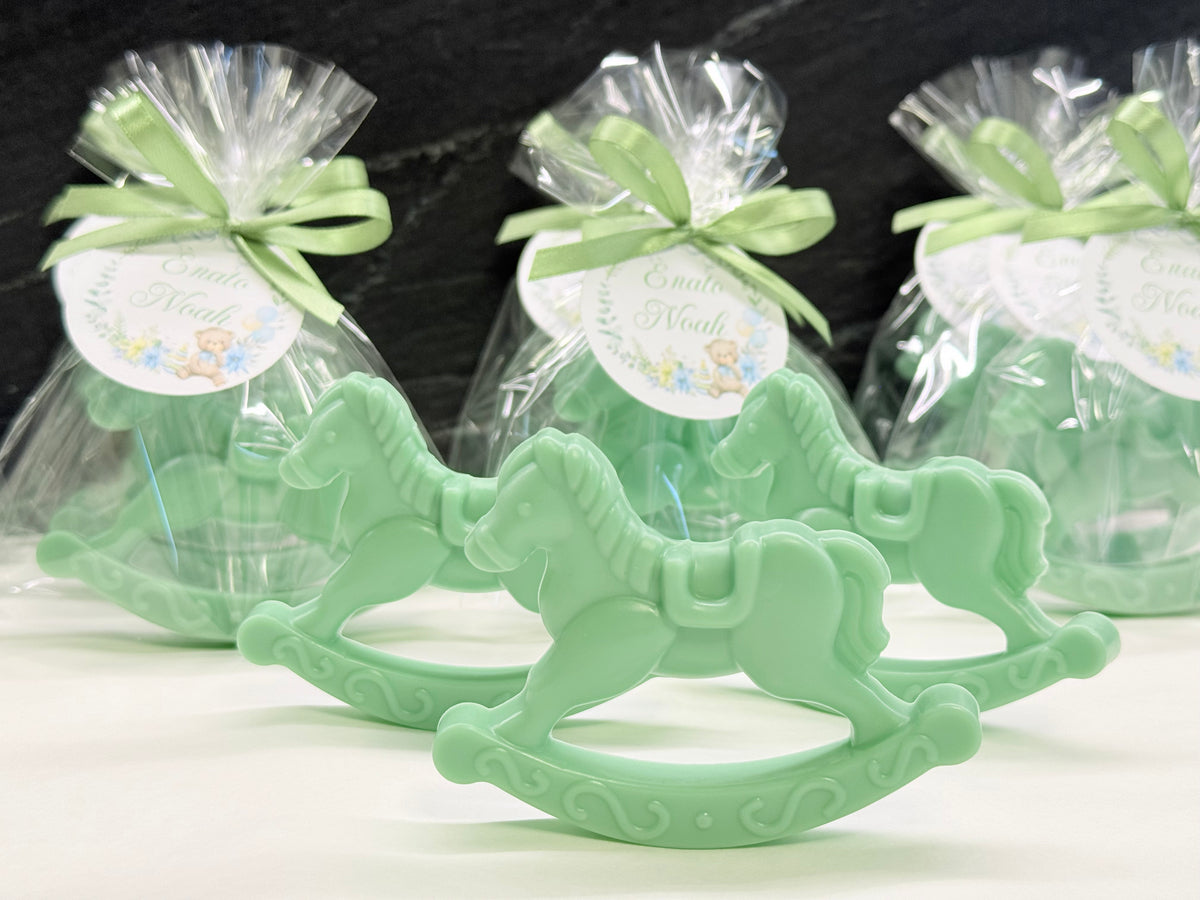 Sapone_cavallo_dondolo_sacchetto_trasparente_tag_personalizzato_bomboniera_battesimo
