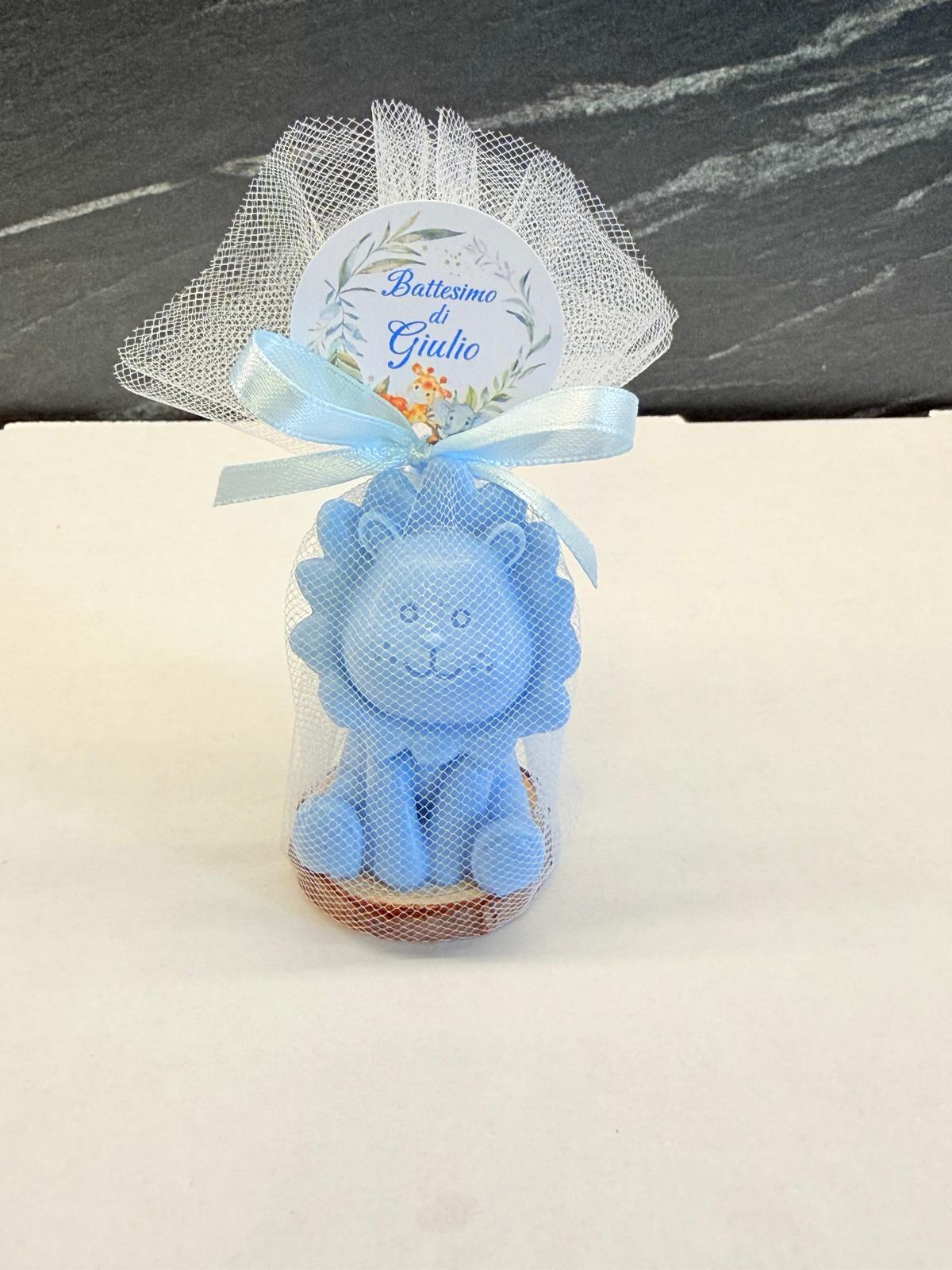 Sapone leoncino 3D dipinto a mano con tulle – bomboniera per baby shower e nascita bimbi