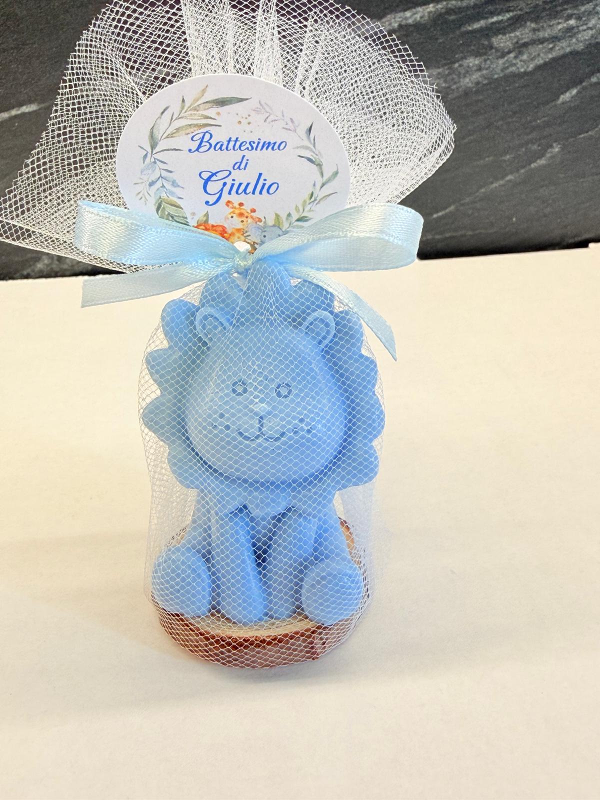sapone_leoncino_3d_tulle_tag_personalizzato_bomboniera_battesimo_nascita