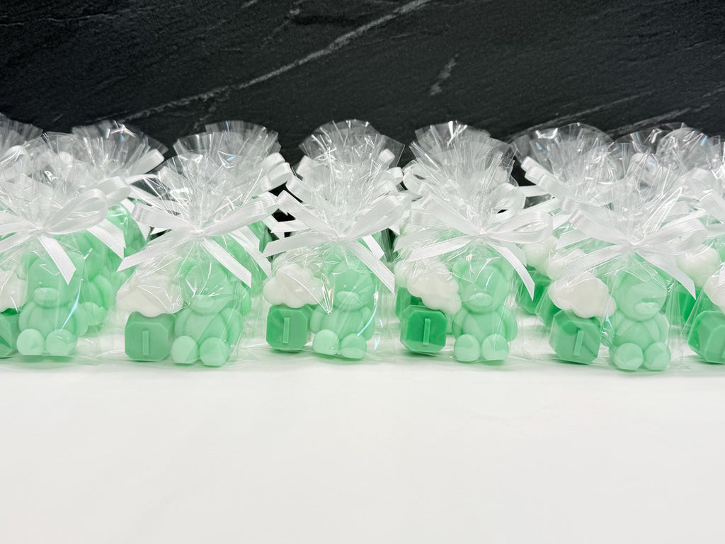 Saponi orsetto, lettera e nuvoletta personalizzati – bomboniera per nascita, baby shower e compleanno bimbi