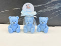 Sapone orsetto peluche con sacchetto trasparente e tag personalizzato – bomboniera artigianale per battesimo